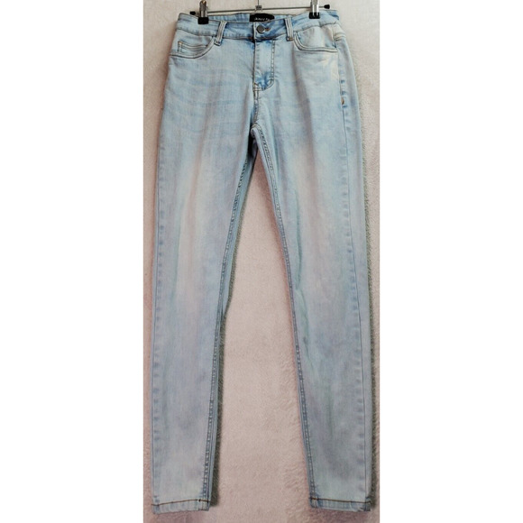 Womens Jeans Size 28 Blue Denim Cotton Light Wash Pockets Flat Front‎ Skinny Fit - Picture 1 of 8